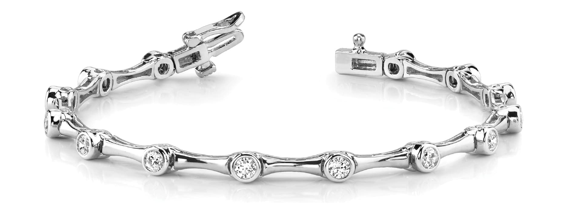 Bez Set/bar Link Bracelet — 2 ctw (3.4 mm) — White Gold