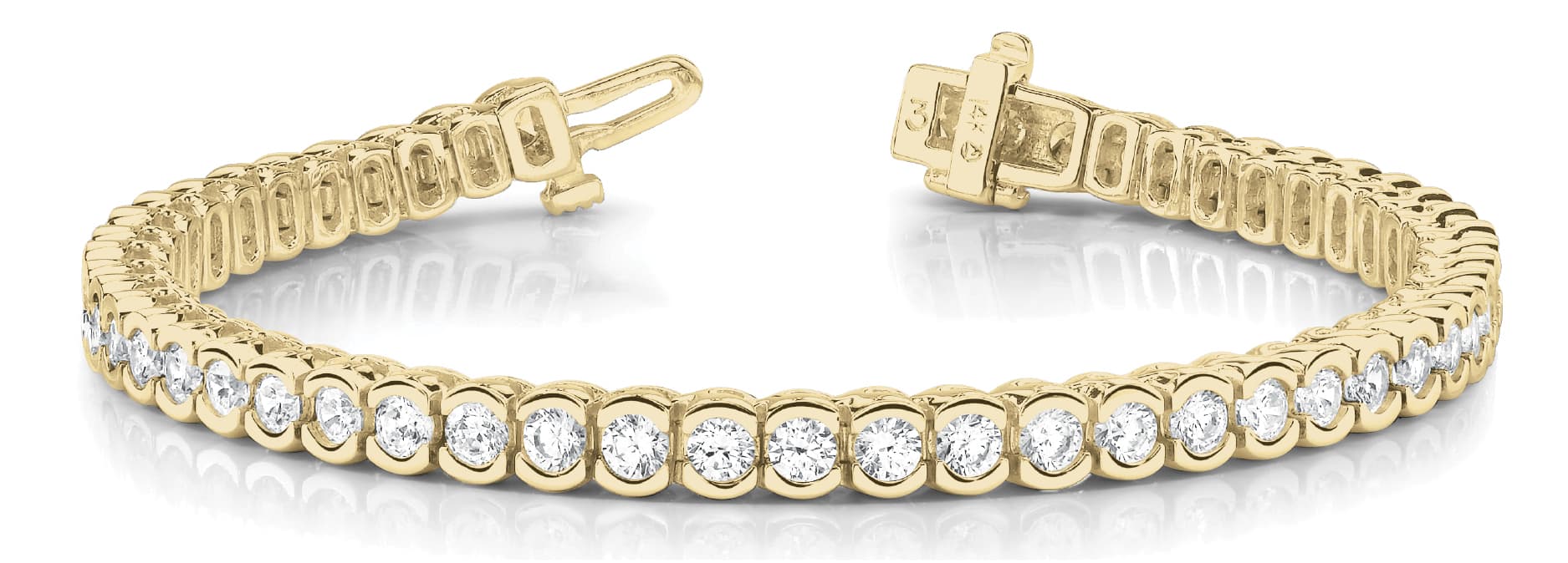 Half Bezel In Line Tennis Bracelet (7 ct. tw.), Front view in yellow gold