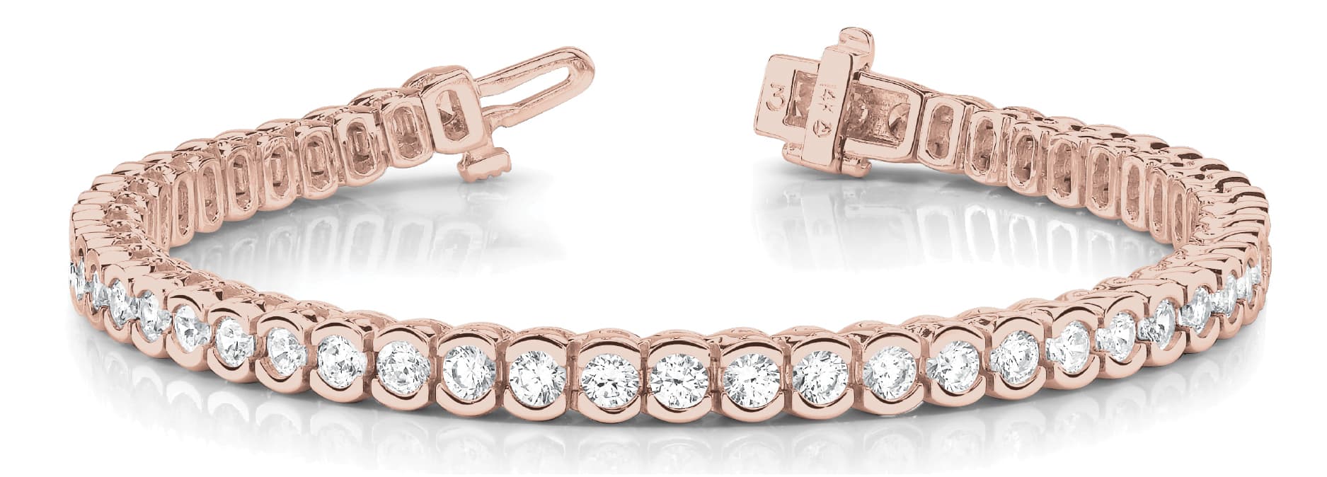 Half Bezel In Line Tennis Bracelet (6 ct. tw.), Front view in rose gold