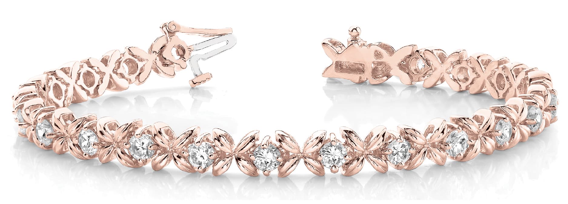 Floral Shape Link Bracelet (2 ct. tw.), Front view in rose gold