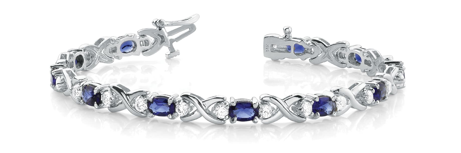 Oval Round And X Link Bracelet — .50 ctw (1.8 mm) — White Gold