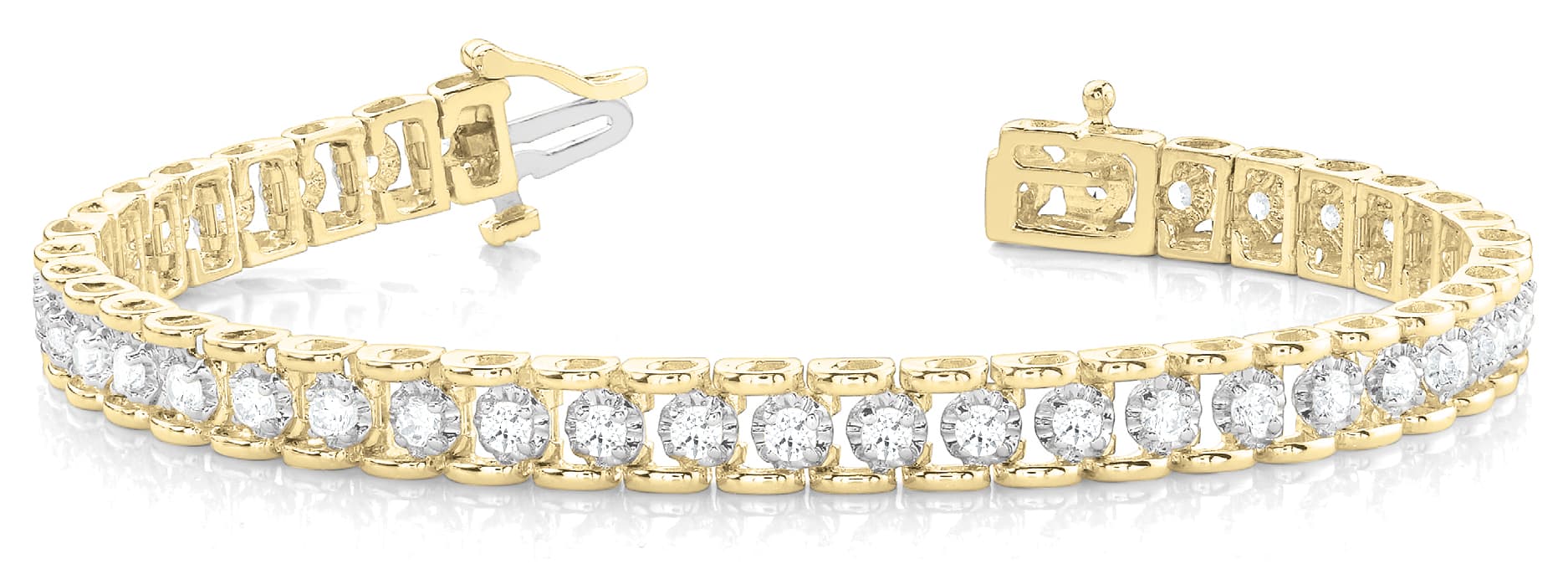 Bar/miracle Setting Link Bracelet (1 ct. tw.), Front view in yellow gold