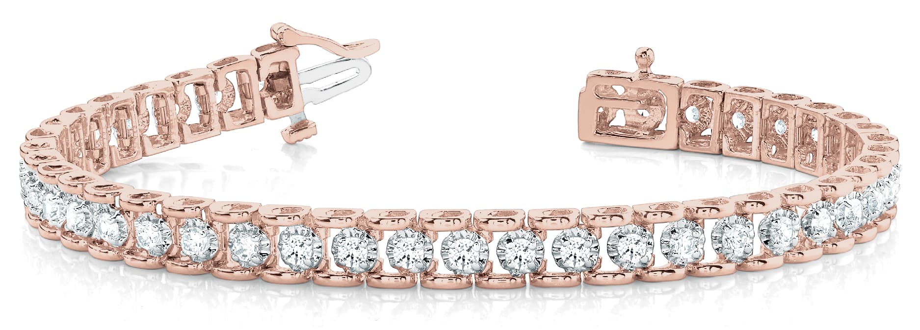 Bar/miracle Setting Link Bracelet (2 ct. tw.), Front view in rose gold
