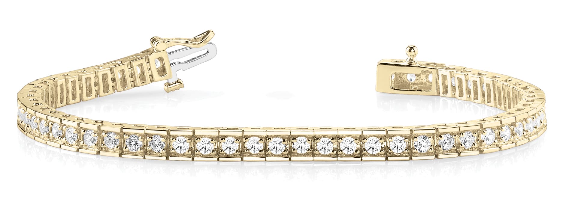 Prong/channel In Line Bracelet (2 1/4 ct. tw.), Front view in yellow gold