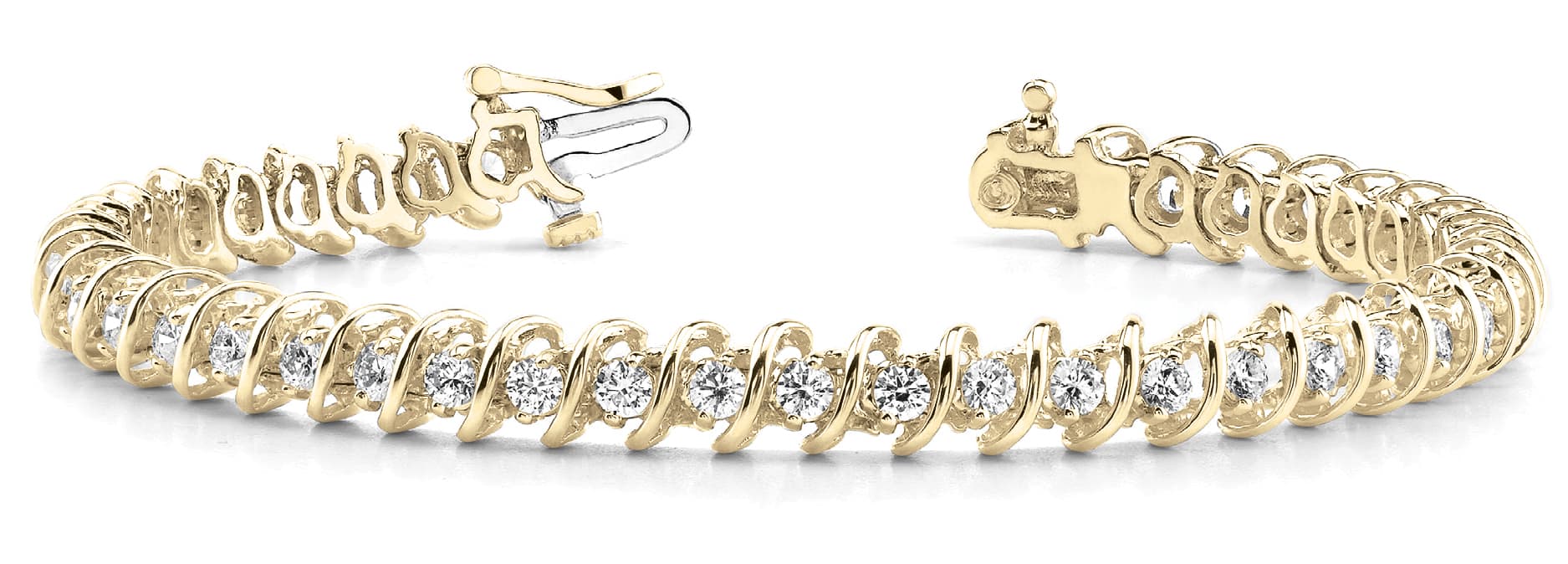 In Line S Link Bracelet (1 ct. tw.), Front view in yellow gold