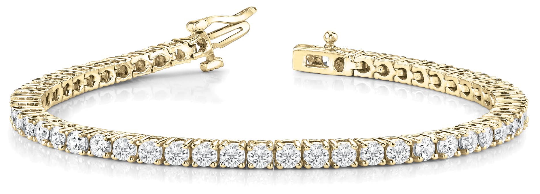 4-Prong Tennis Bracelet (7 ct. tw.), Front view in yellow gold