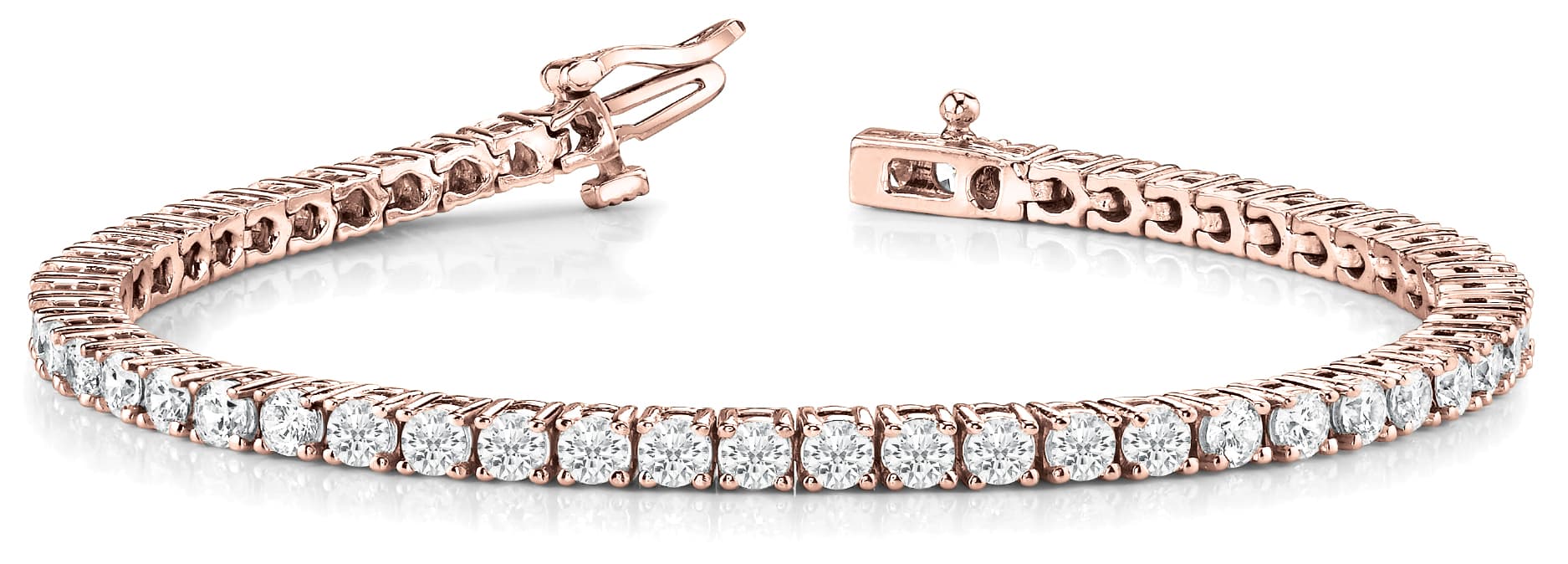 4-Prong Tennis Bracelet (13 ct. tw.), Front view in rose gold