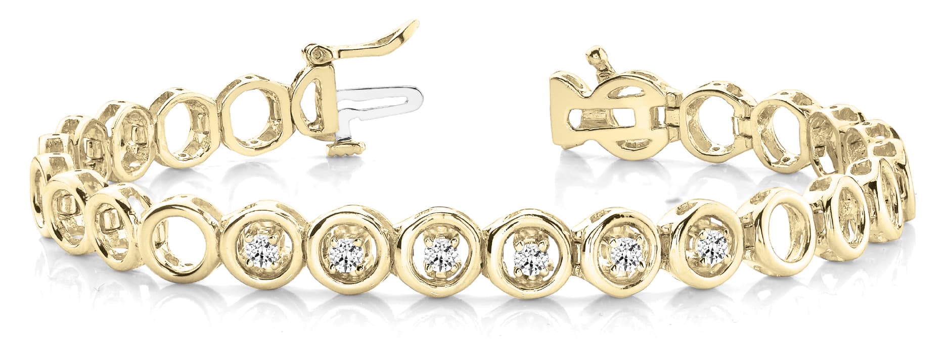 Add A Stone Round Line Bracelet (1/4 ct. tw.), Front view in yellow gold
