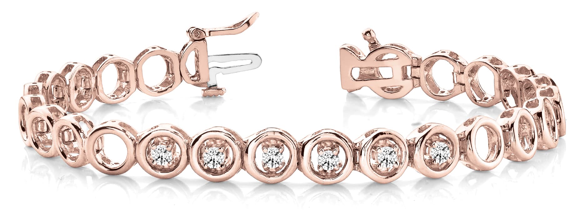 Add A Stone Round Line Bracelet (1/3 ct. tw.), Front view in rose gold
