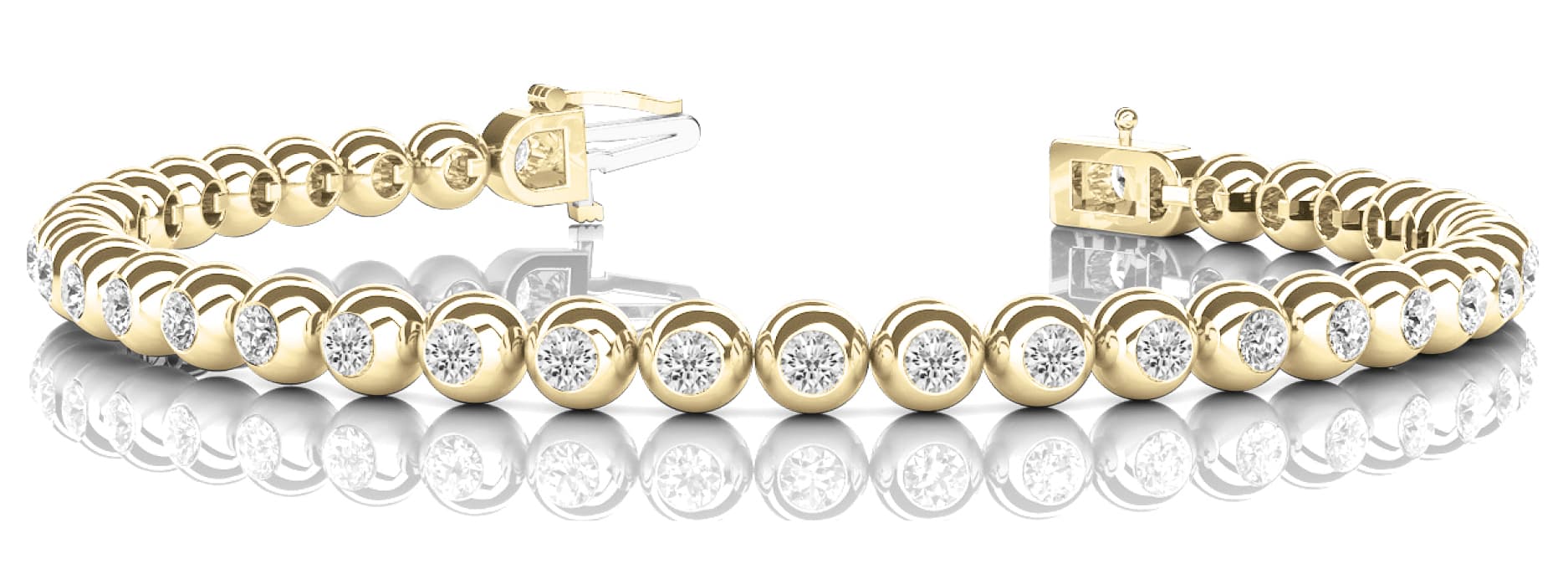 Bez Set Ball Link In Line Bracelet (2 ct. tw.), Front view in yellow gold