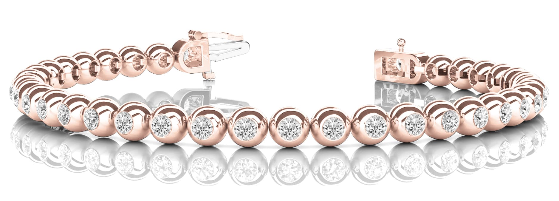 Bez Set Ball Link In Line Bracelet (2 ct. tw.), Front view in rose gold
