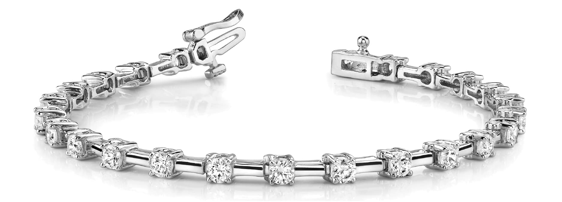 4 Prong/bar Link Bracelet — 3 ctw (3.25 mm) — White Gold