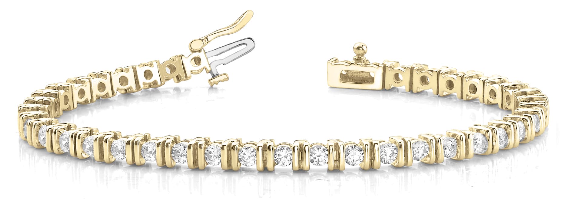 Bar Set In Line Bracelet (5 ct. tw.), Front view in yellow gold