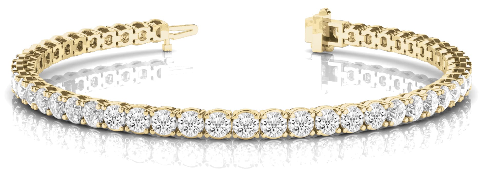Prong Set In-Line Tennis Bracelet (2.83 ct. tw.), Front view in yellow gold