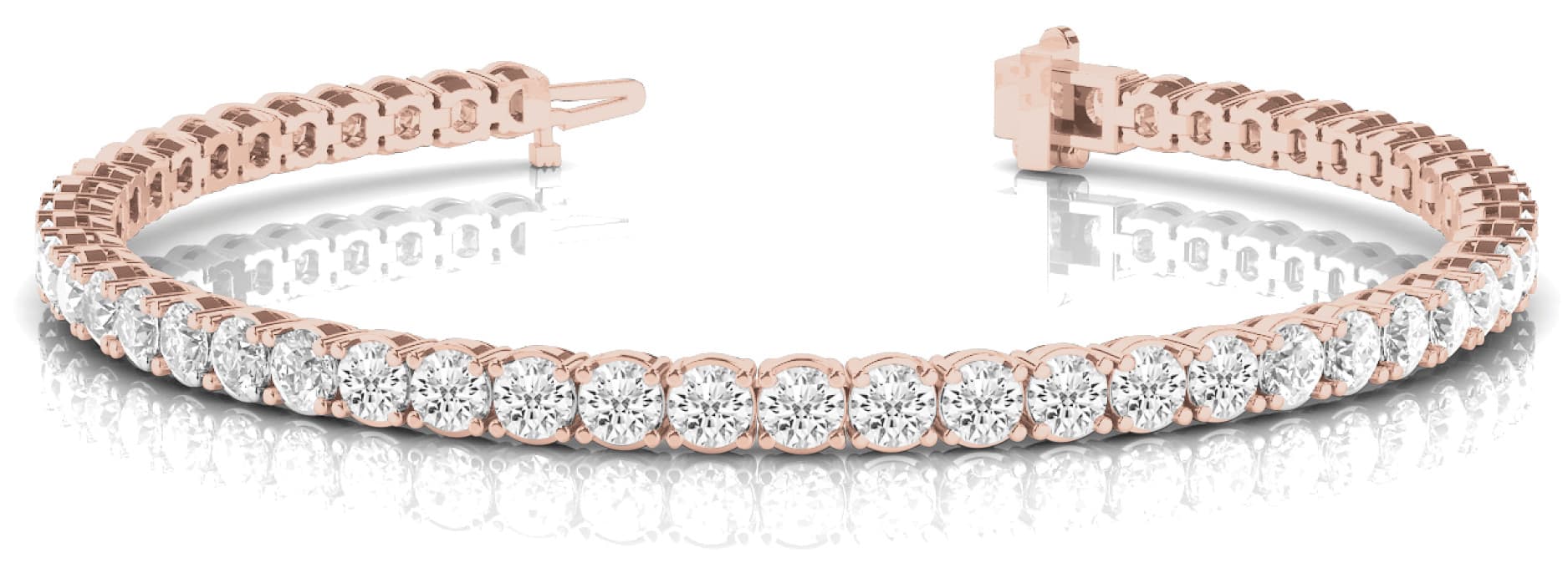 Prong Set In-Line Tennis Bracelet (2.83 ct. tw.), Front view in rose gold
