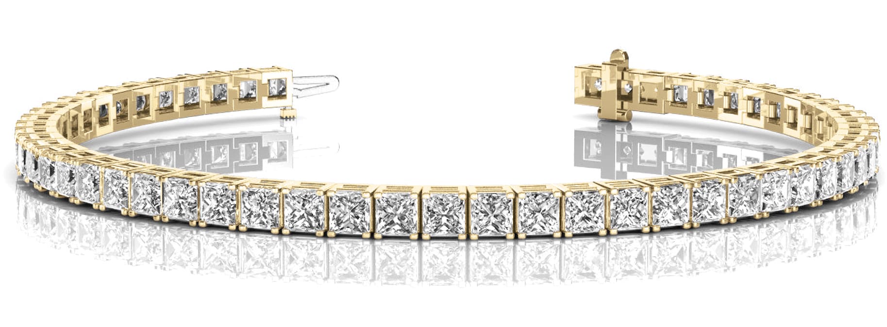 Cushion Prong Set InLine Tennis Bracelet (4 ct. tw.), Front view in yellow gold