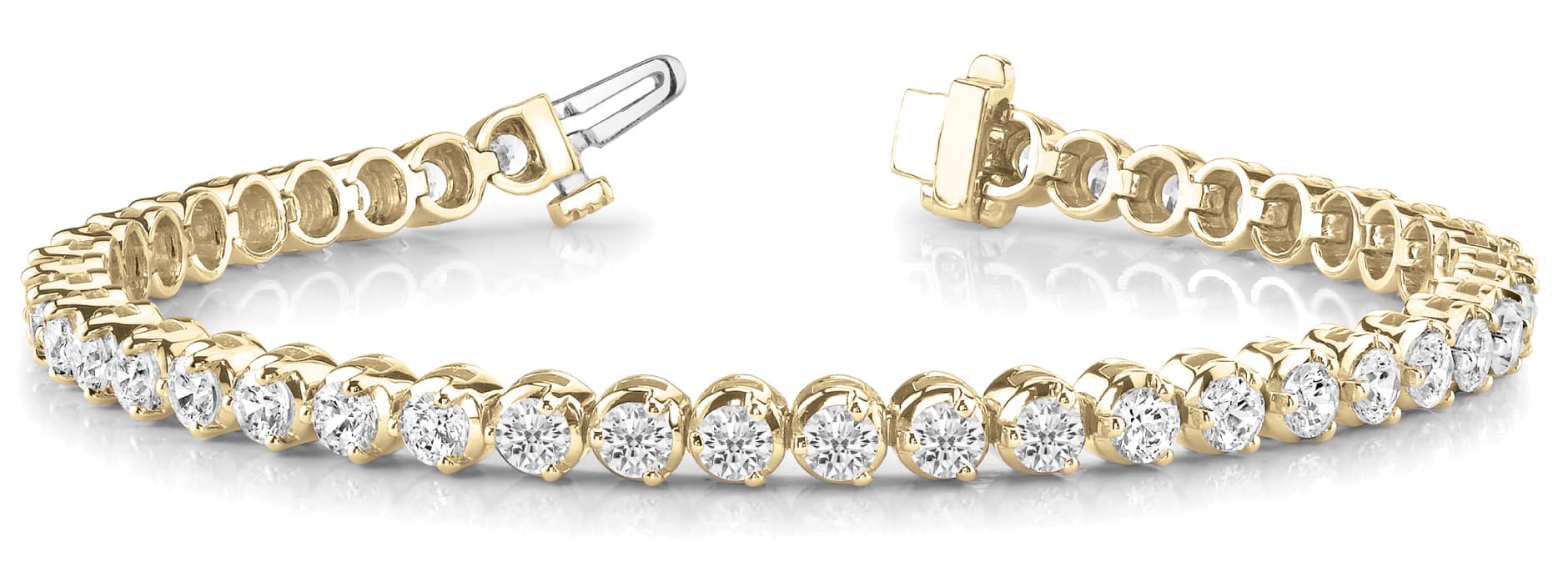 3-Prong Tennis Bracelet (5 ct. tw.), Front view in yellow gold