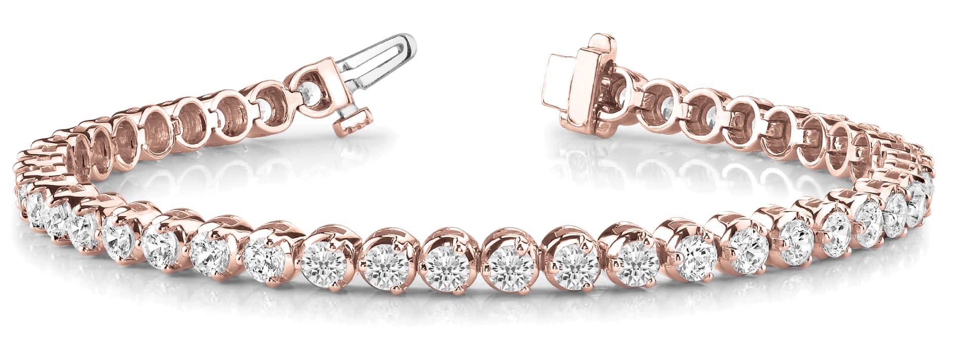 3-Prong Tennis Bracelet (4 3/4 ct. tw.), Front view in rose gold