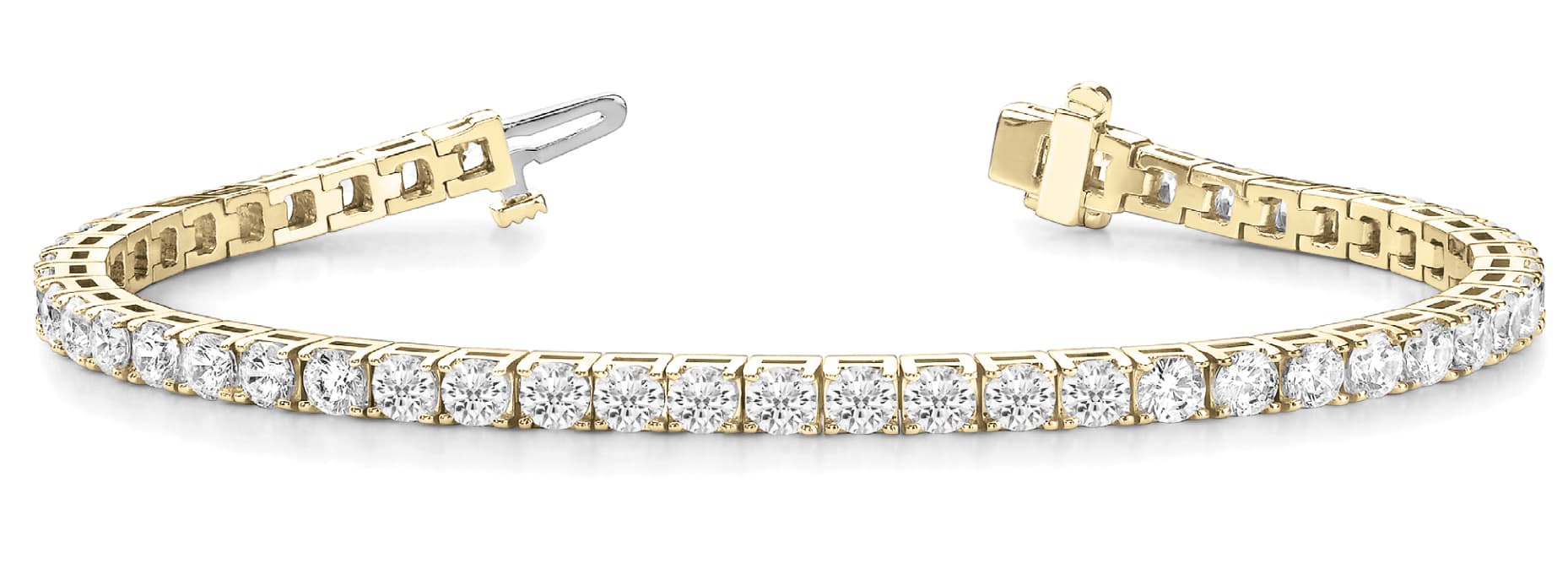 4-Prong Tennis Bracelet (Round) (3 ct. tw.), Front view in yellow gold