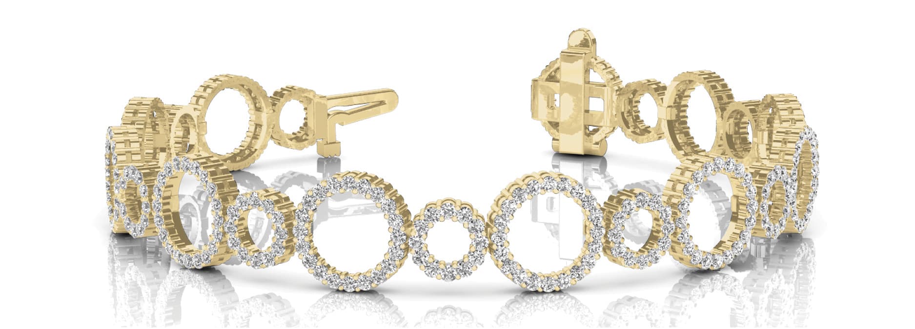 Small/large Circle Link Bracelet (5.22 ct. tw.), Front view in yellow gold