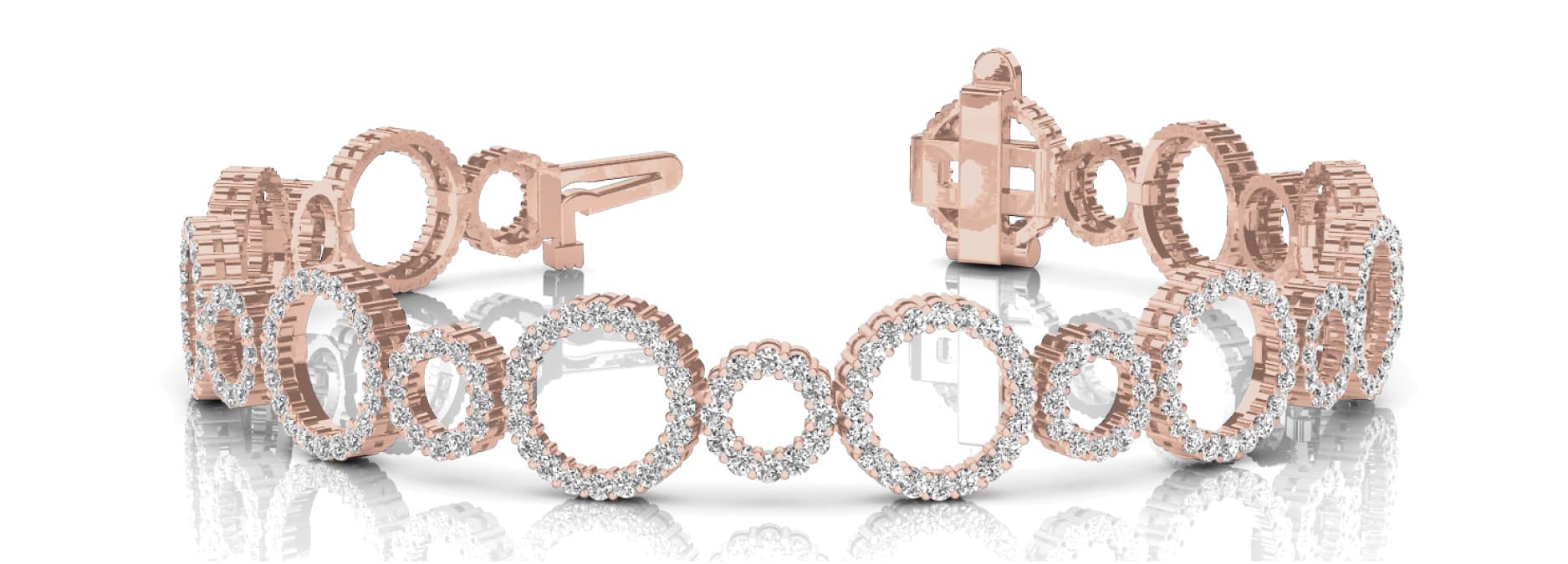 Small/large Circle Link Bracelet (6 ct. tw.), Front view in rose gold