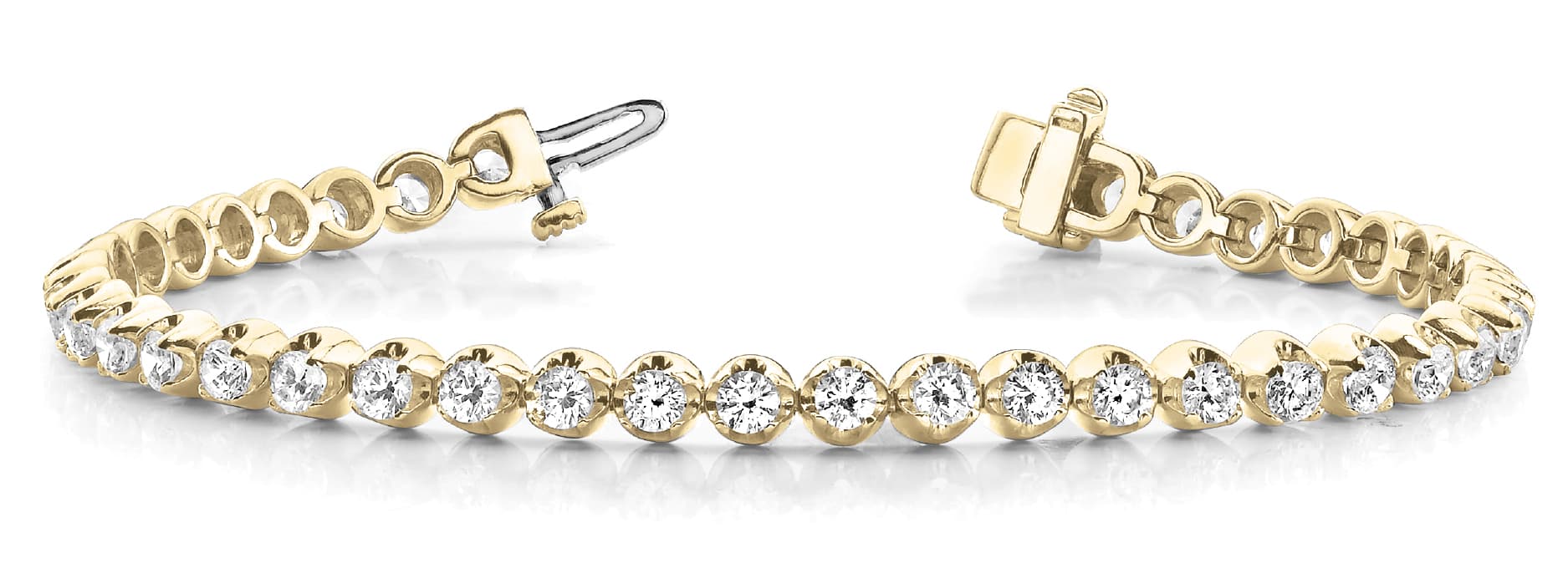 Prong Set In-Line Bracelet (1 ct. tw.), Front view in yellow gold