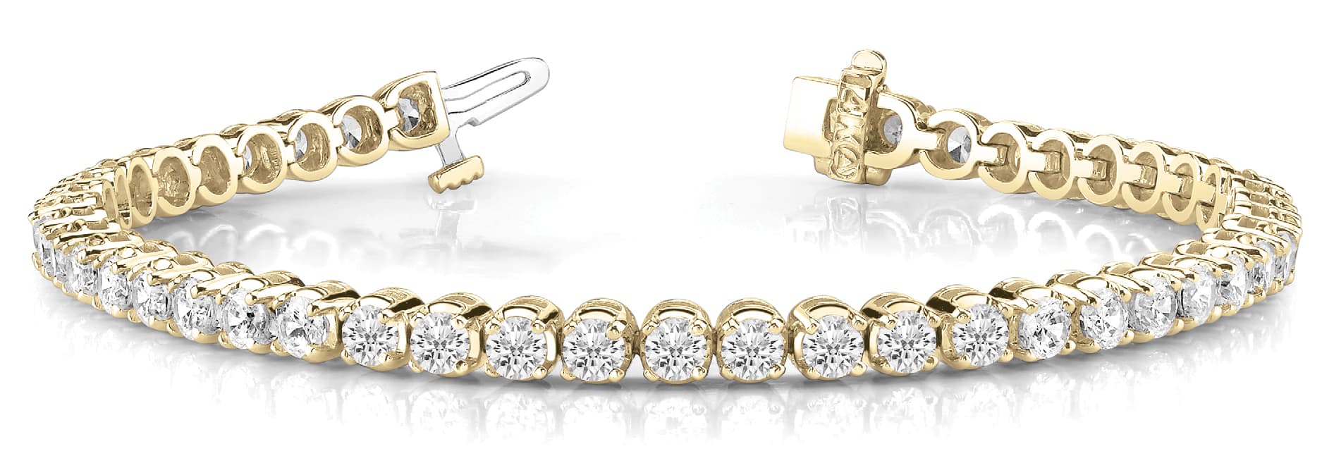 4 Prong Bezel Bracelets (2 ct. tw.), Front view in yellow gold