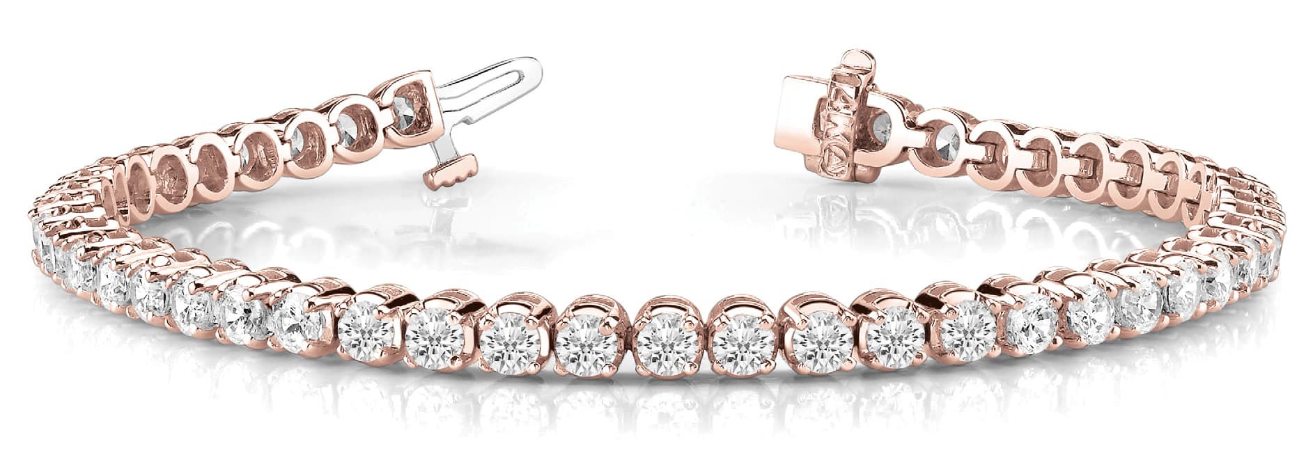 4 Prong Bezel Bracelets (2 ct. tw.), Front view in rose gold