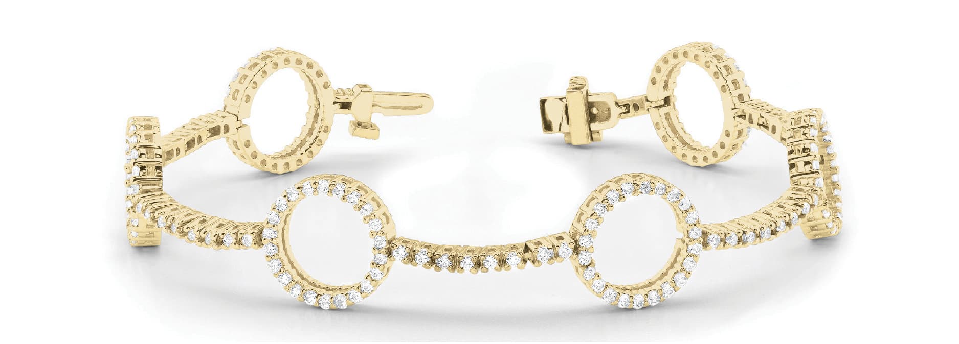 Diamond Bar And Circle Bracelet (2 1/3 ct. tw.), Front view in yellow gold