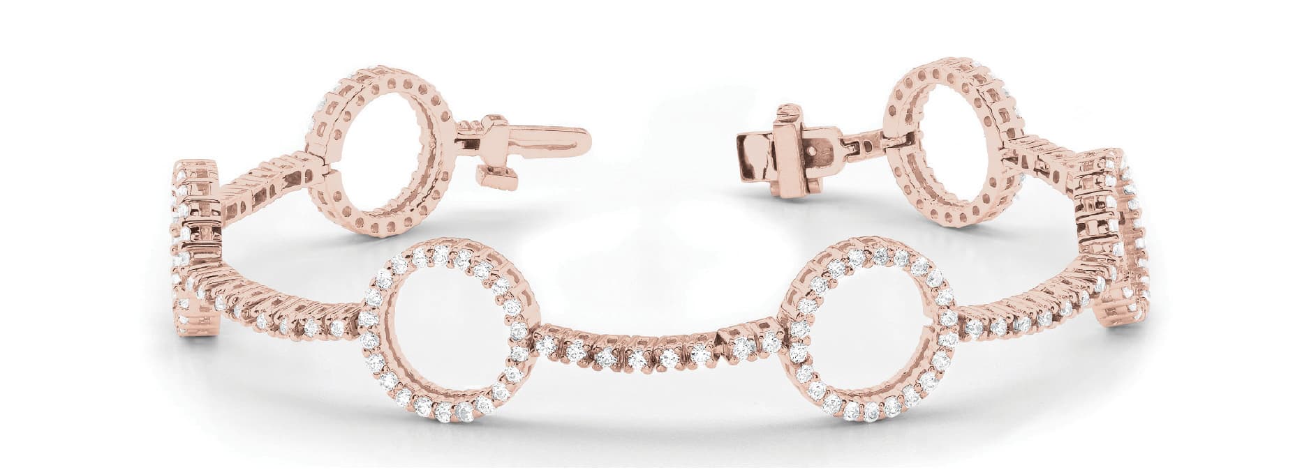 Diamond Bar And Circle Bracelet (2 1/3 ct. tw.), Front view in rose gold