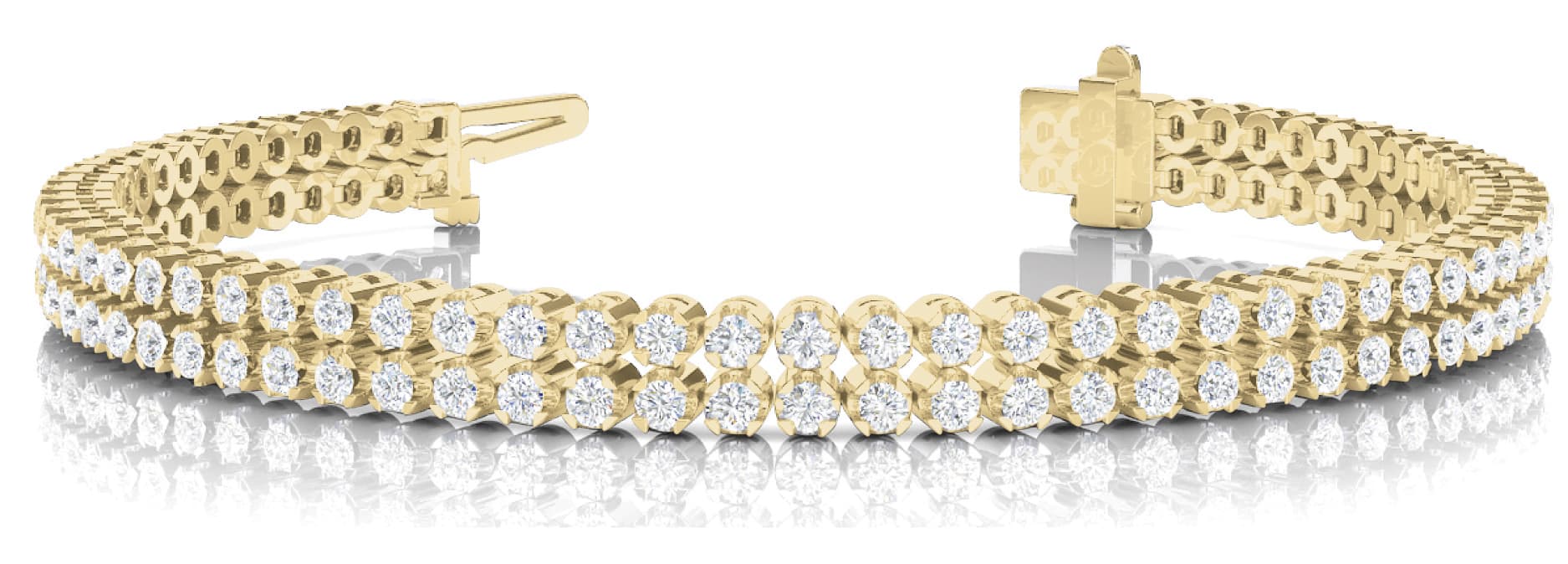 2 Row In Line Bracelet (4.16 ct. tw.), Front view in yellow gold