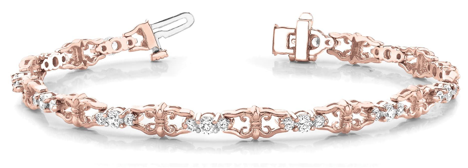 Fleur-De-Lis Link Bracelet (1 ct. tw.), Front view in rose gold