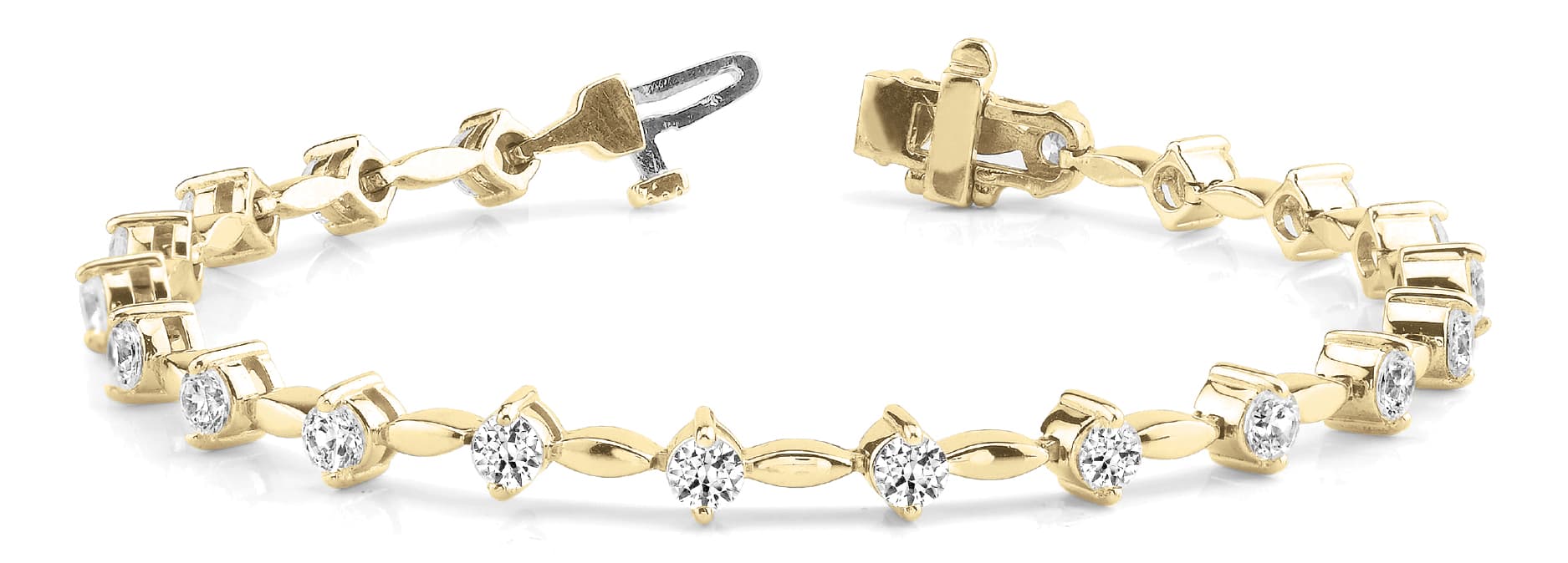 2 Prong/solid Mq Link Bracelet (2 ct. tw.), Front view in yellow gold