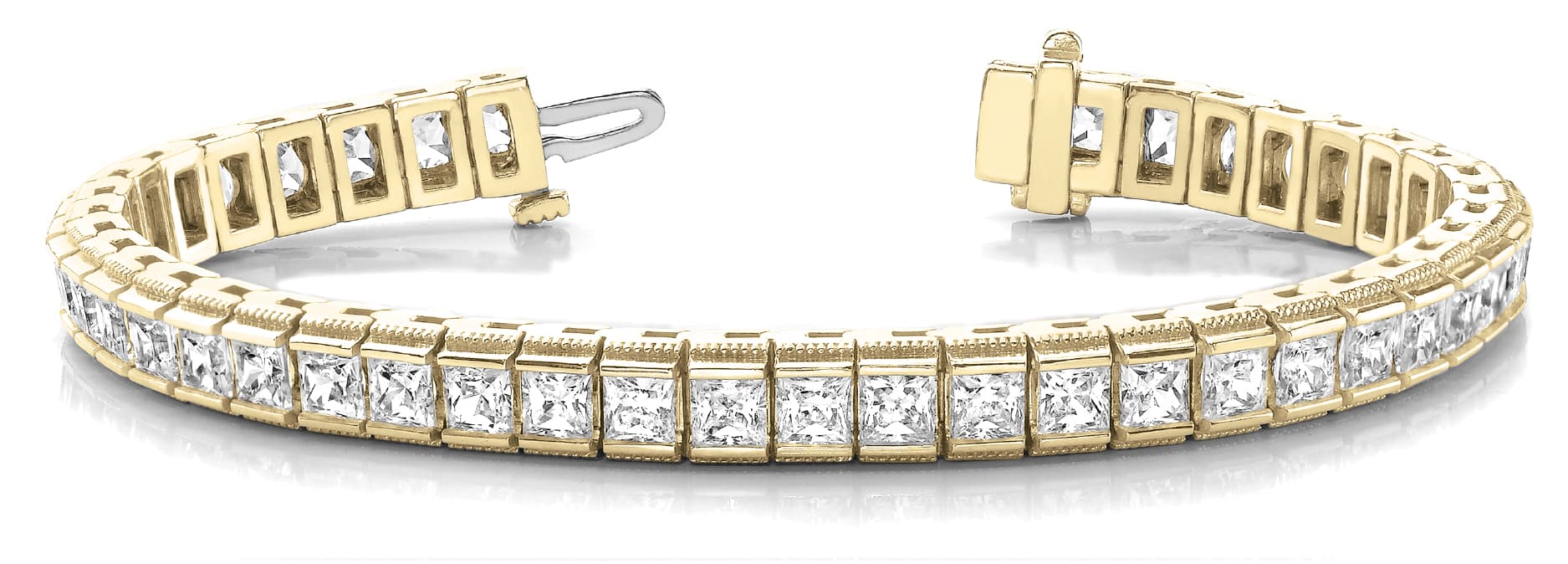 Sq Channel In Line Bracelet (12 1/2 ct. tw.), Front view in yellow gold
