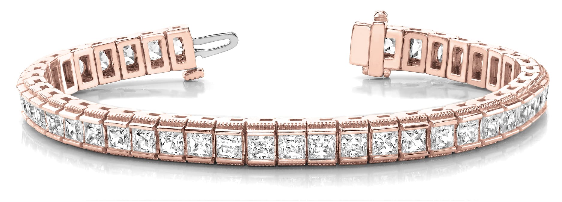 Sq Channel In Line Bracelet (7 ct. tw.), Front view in rose gold