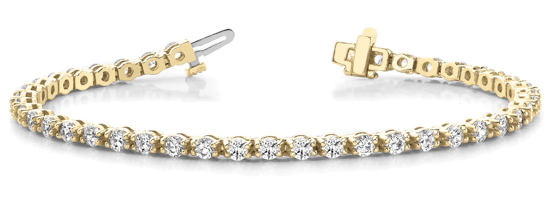 4 Prong In Line Tennis Bracelet (2 ct. tw.), Front view in yellow gold
