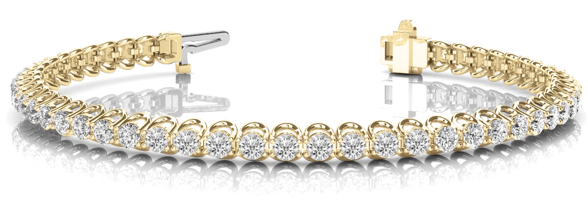 4-Prong Wire Inline Tennis Bracelet (9 ct. tw.), Front view in yellow gold