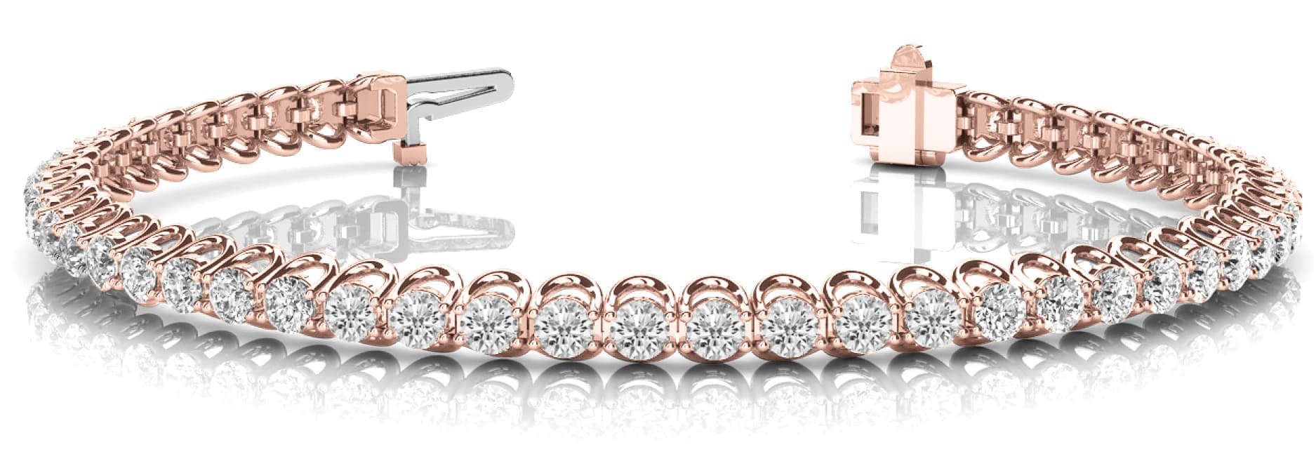 4-Prong Wire Inline Tennis Bracelet (3 ct. tw.), Front view in rose gold