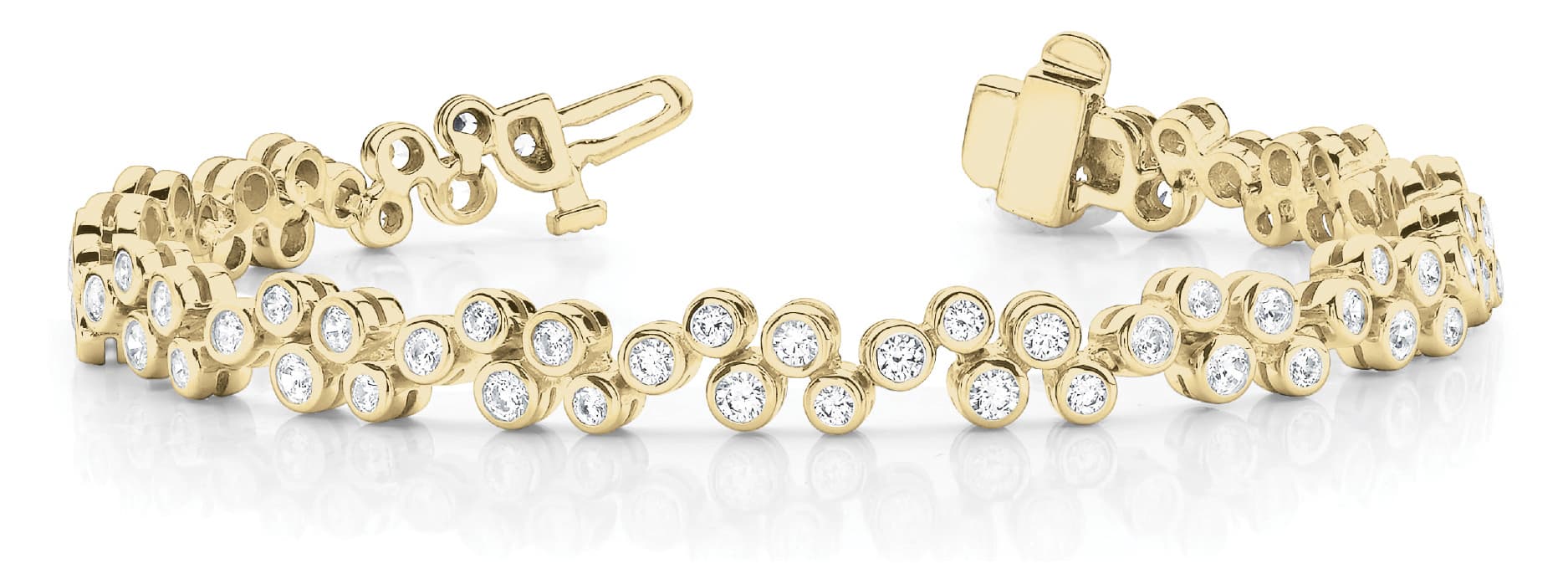 Bezel Set Bubbles Bracelet (3.07 ct. tw.), Front view in yellow gold