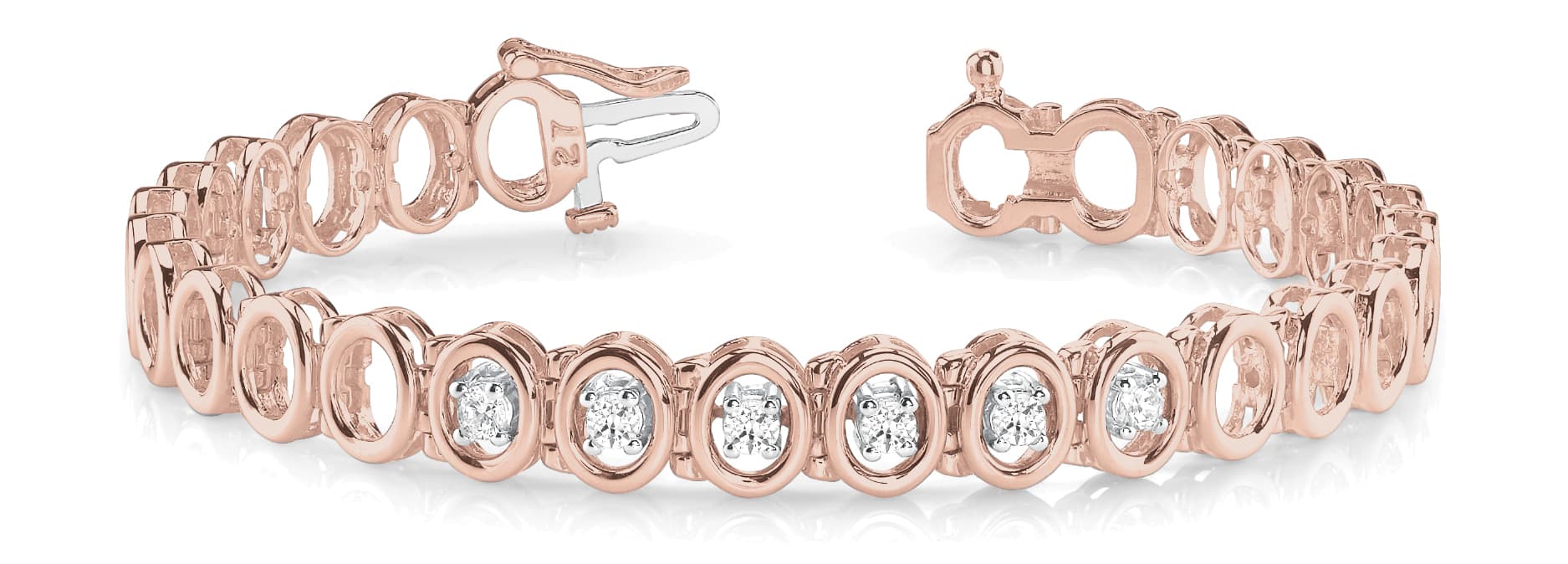 Add A Stone Oval Line Bracelet (66 ct. tw.), Front view in rose gold
