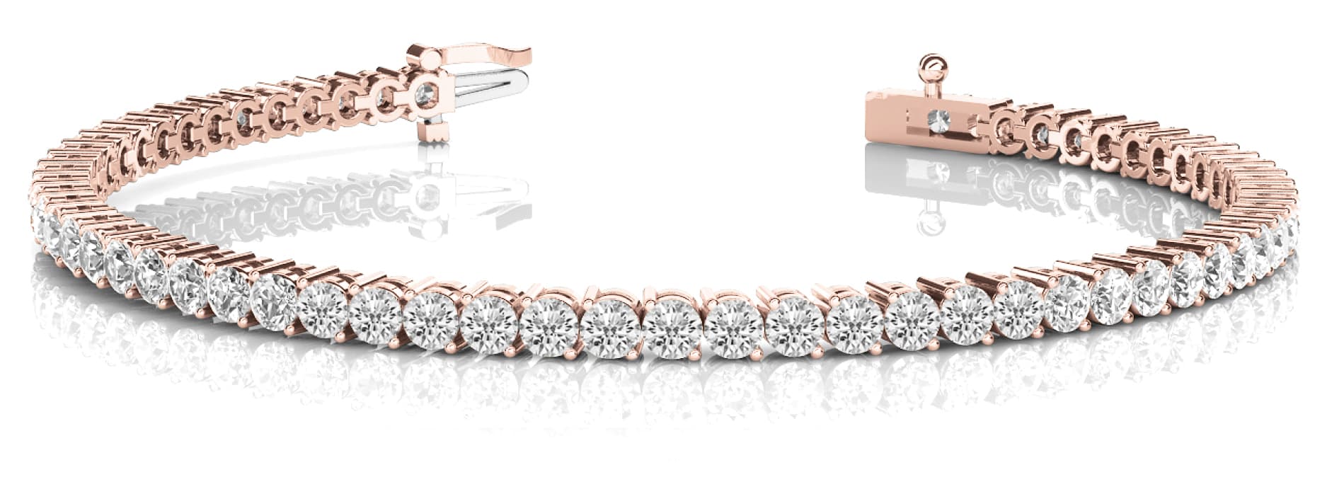 Prong Set Inline Bracelet (4 ct. tw.), Front view in rose gold