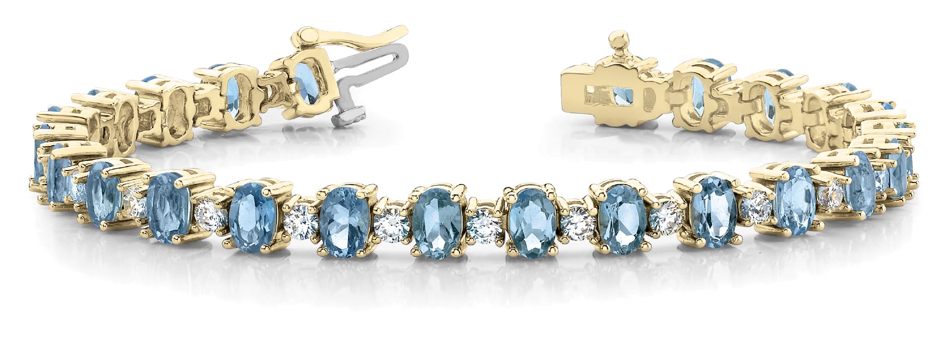 Oval/Round In Line Tennis Bracelet (2 ct. tw.), Front view in yellow gold