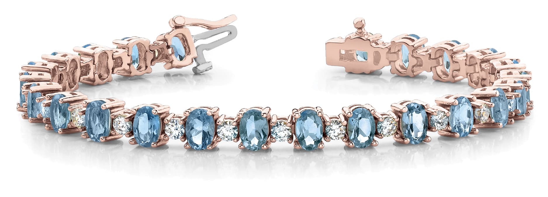 Oval/Round In Line Tennis Bracelet (2 ct. tw.), Front view in rose gold