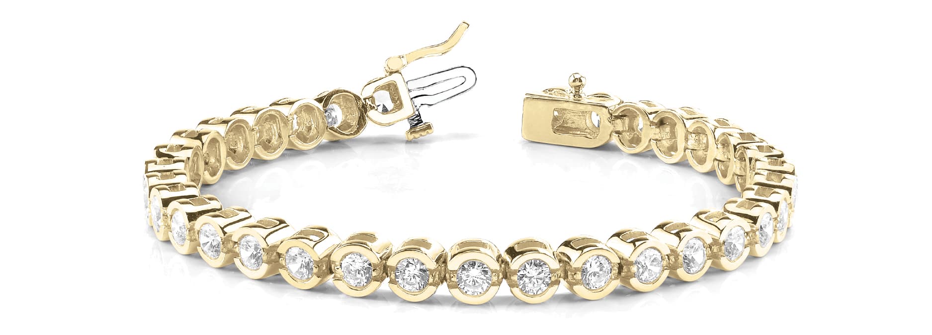 Half Bezel In Line Tennis Bracelet (2 ct. tw.), Front view in yellow gold