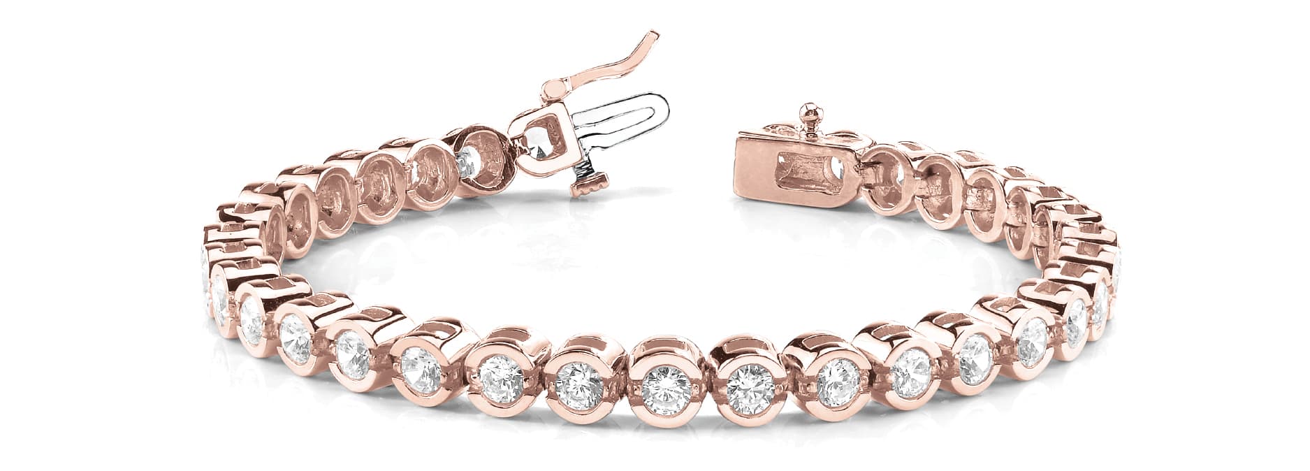 Half Bezel In Line Tennis Bracelet (3 ct. tw.), Front view in rose gold