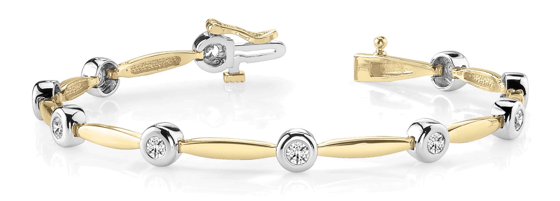 Bez Set/solid Mq Link Bracelet (1/2 ct. tw.), Front view in yellow gold