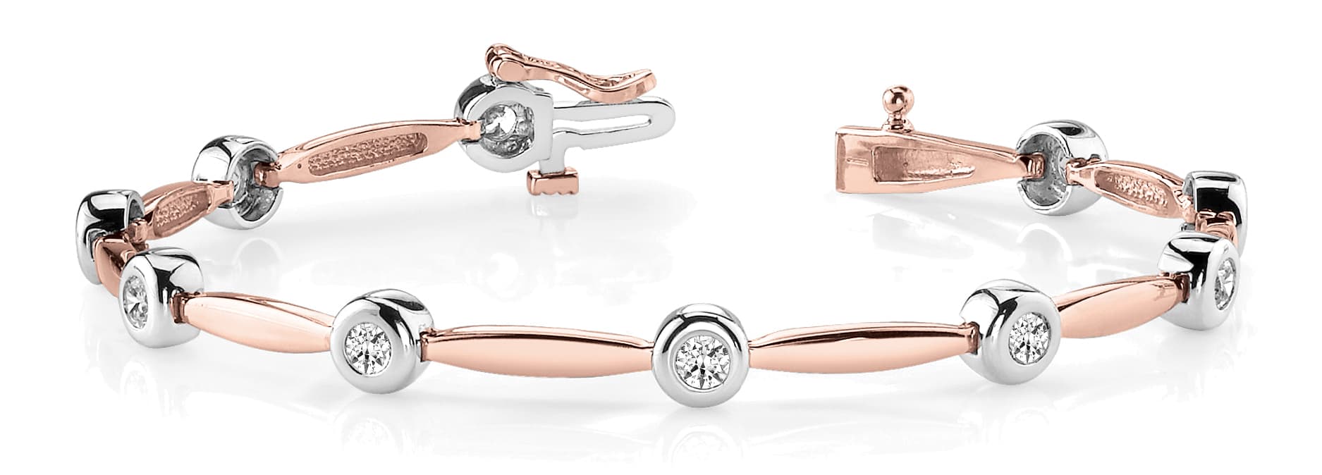 Bez Set/solid Mq Link Bracelet (1 ct. tw.), Front view in rose gold