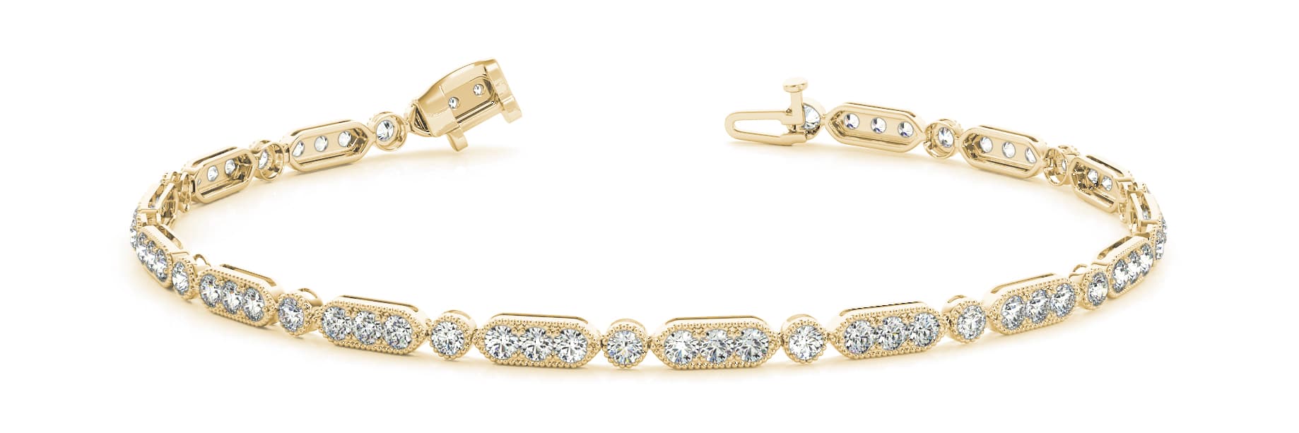 Milgrain Marquise & Round Bracelet (5/8 ct. tw.), Front view in yellow gold