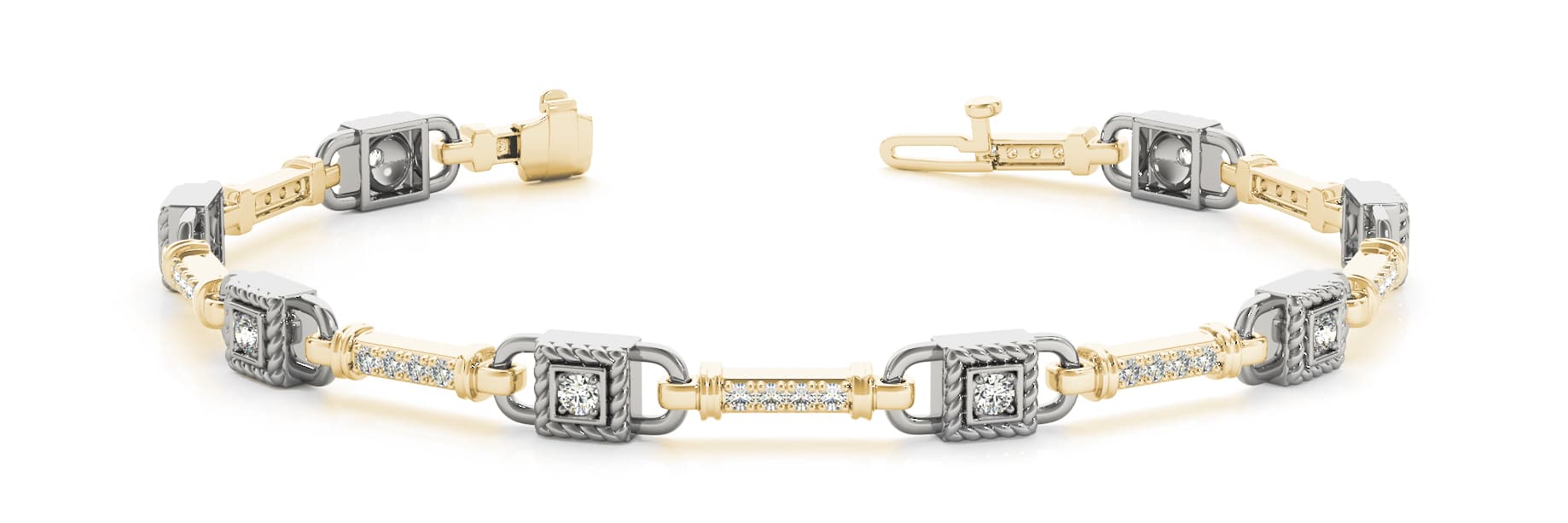 Bar Set Interlock Bracelet (0.56 ct. tw.), Front view in yellow gold