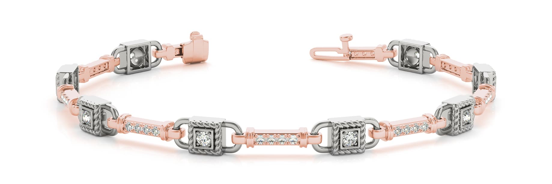 Bar Set Interlock Bracelet (0.56 ct. tw.), Front view in rose gold